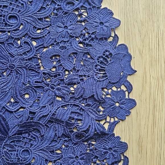 Zara Navy Blue Eyelet Embroidered Lace Top S - Picture 5 of 7